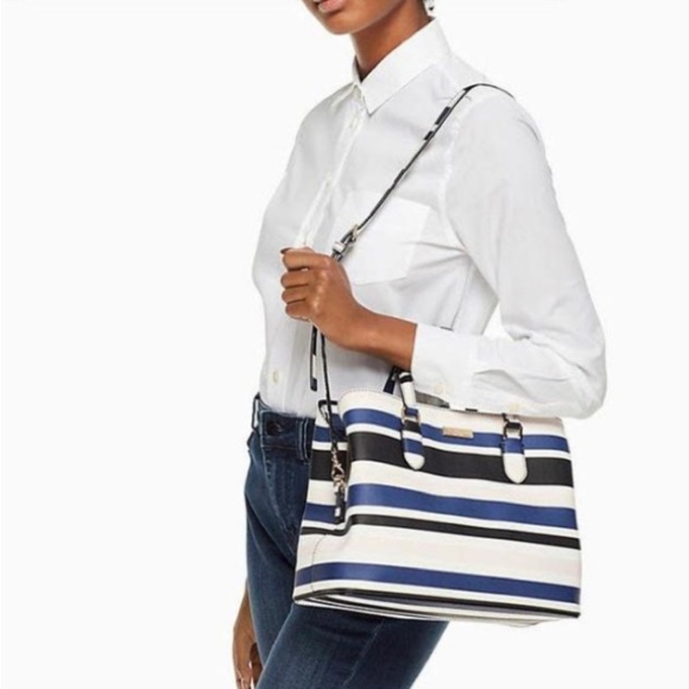 Kate Spade Evangelie Laurel Way Striped Satchel - Picture 13 of 14